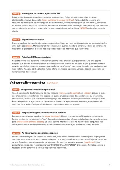 Página do kit com pedidos prontos organizados por tarefa
